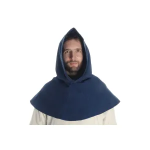 Mittelalter Kapuze Elegast in Blau Frontansicht