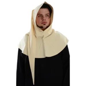 Mittelalter Gugel Aldrian in Beige Frontansicht