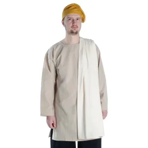Mittelalter Tunika Siegfried mittel in Hanffarben Frontansicht 2