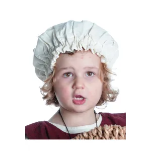 Mittelalter Kinderhaube Florie aus Baumwolle in Beige Frontansicht