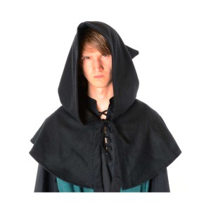 Mittelalter Kapuze Rentwin in Schwarz Frontansicht