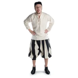 Landsknecht Hose Morold in Schwarz-Beige Frontansicht