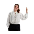 Bluse zum Schnueren mit Stehkragen aus reiner Baumwolle in weiss und schwarz